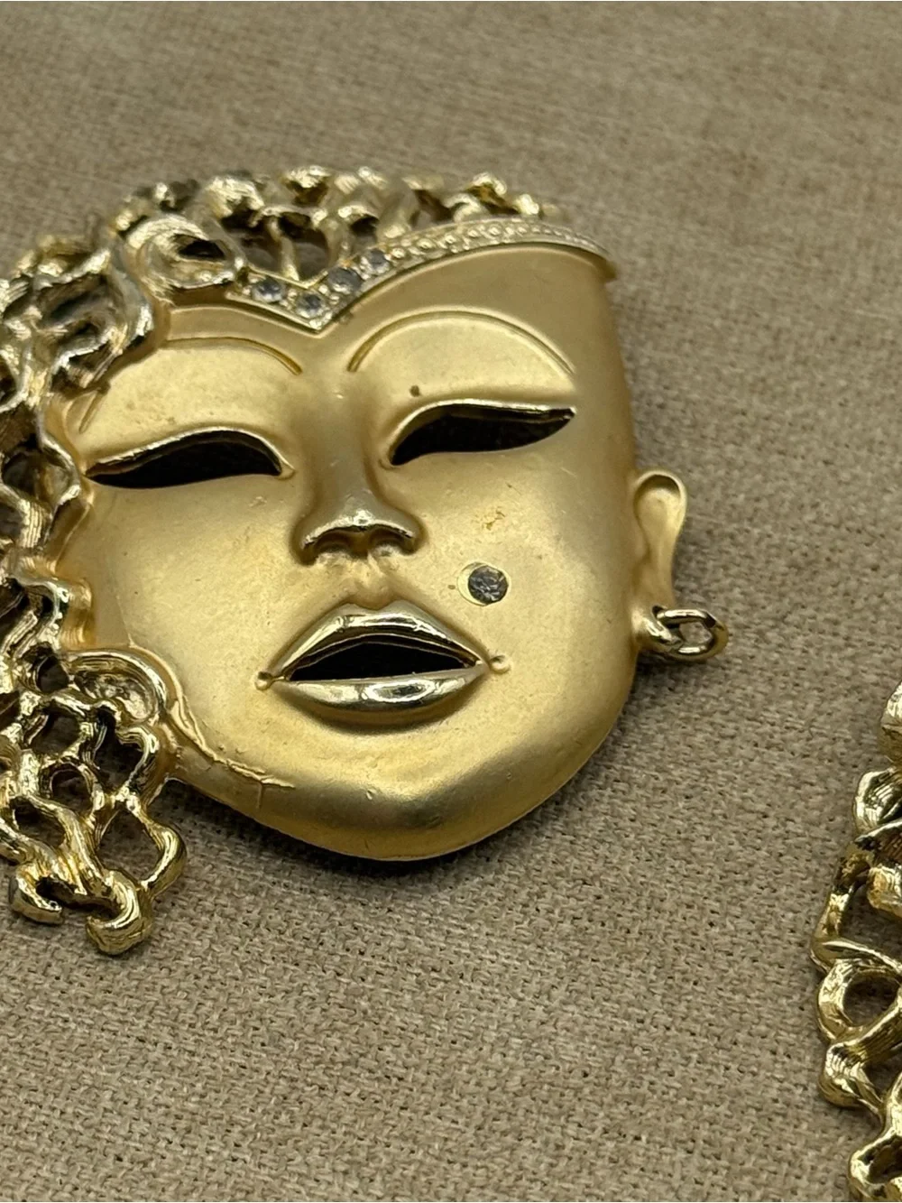 Gold Mask Face Brooch - Statement Women’s Jewelry